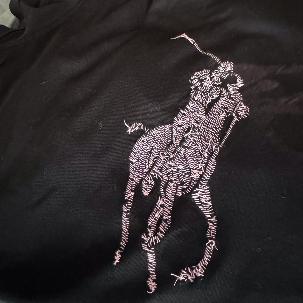 Ralph Lauren Black T-Shirt with Pink Pony Logo Embroidered - Picture 6 of 7